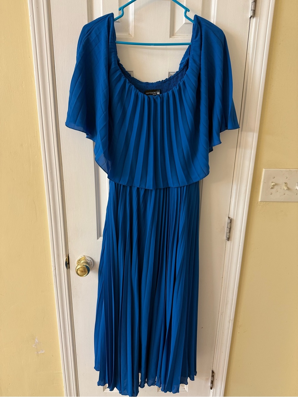 Antthony  Royal Blue Pleated Midi Dress